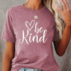 Women's be kind  T-shirt in Merlot Size Medium